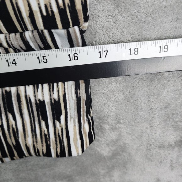 Women's Worthington Stretch Blouse Black/White Striped Pattern Short Sleeve S - Picture 6 of 8